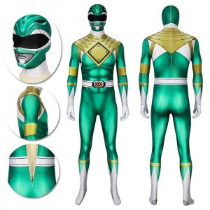 Green Power Ranger Cosplay Suit Power Rangers Green Spandex Costume