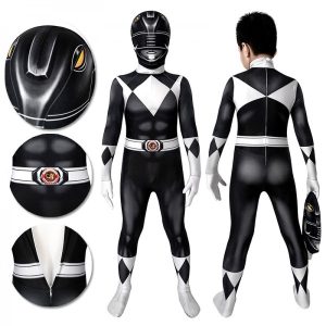 Kids Black Power Ranger Cosplay Suit Christmas Gifts for Children