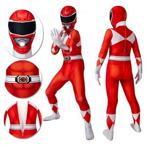 Kids Red Power Ranger Cosplay Suit Christmas Gifts for Children